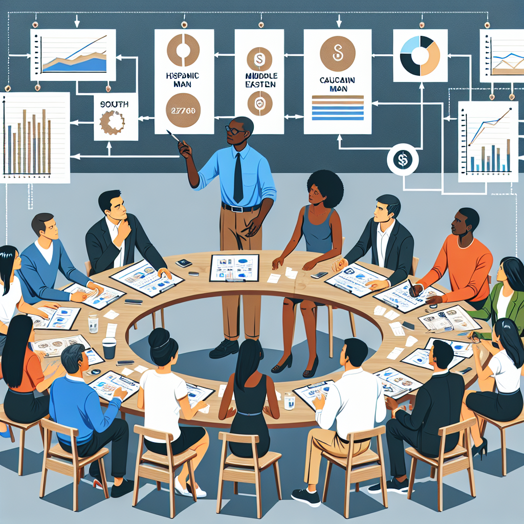 Facilitator guiding participants through a step-by-step financial methodology using structured worksheets and numbered action items.