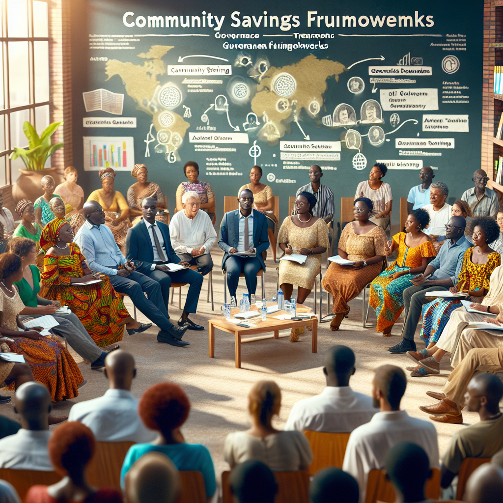 Community savings leaders in Ghana discussing governance frameworks during a facilitated workshop focused on accountability and transparency.